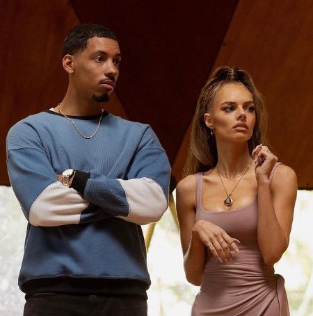 Samara Weaving and Melvin Gregg on the set of Nine Perfect Strangers.